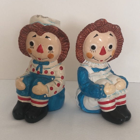 Bobbs Merrill Co Other - Vintage Chalkware Raggedy Ann and Andy Bookends